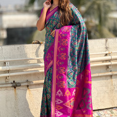 Premium Patola Silk Sarees with Meenakari Ikkat weaves