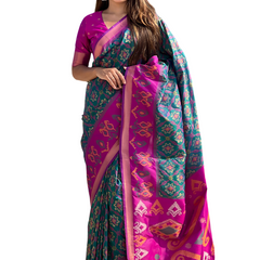 Premium Patola Silk Sarees with Meenakari Ikkat weaves