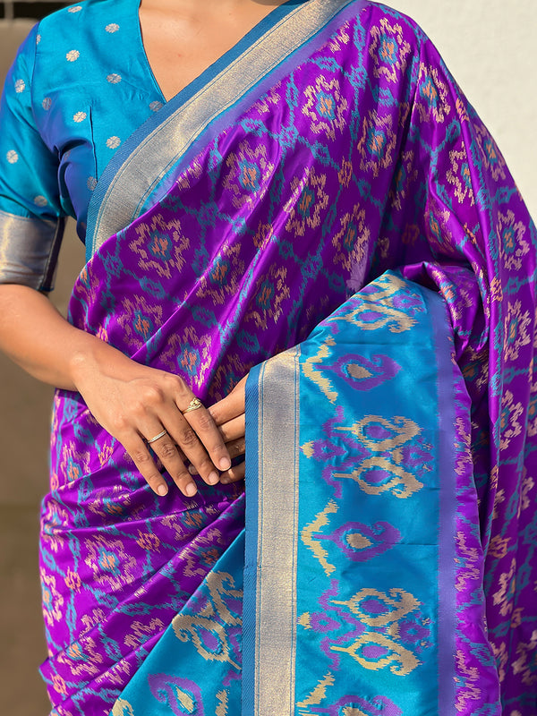 Premium Patola Silk Sarees with Meenakari Ikkat weaves