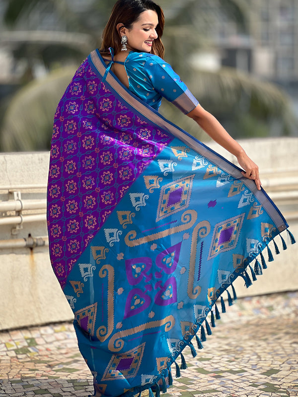 Premium Patola Silk Sarees with Meenakari Ikkat weaves