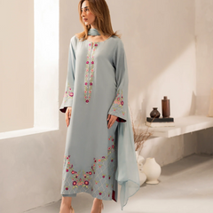 Women's Chanderi Silk Embroidered Kurta Pant Set With Chinnon Dupatta