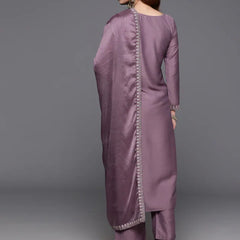 Women’s Viscose Chanderi A-Line Kurta Set With Embroidered Detailing & Chinon Dupatta
