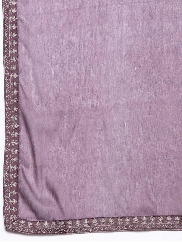 Women’s Viscose Chanderi A-Line Kurta Set With Embroidered Detailing & Chinon Dupatta
