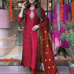 Pure Cotton Kurta Set With Zcard Dupatta