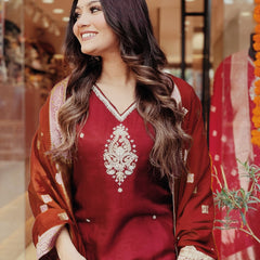 Pure Cotton Kurta Set With Zcard Dupatta