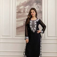 Women's Georgette Embroidered Kurta Pant & Dupatta Set
