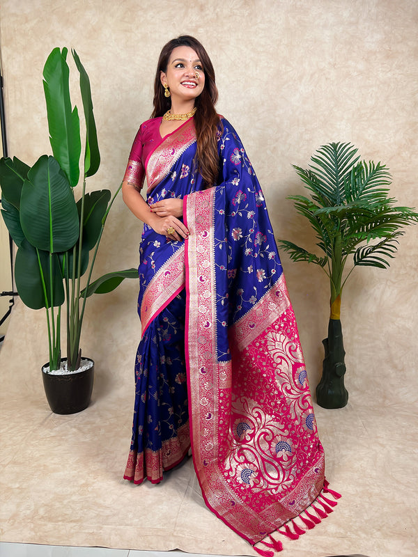 Premium Banarasi Soft Silk Saree With Blouse Piece