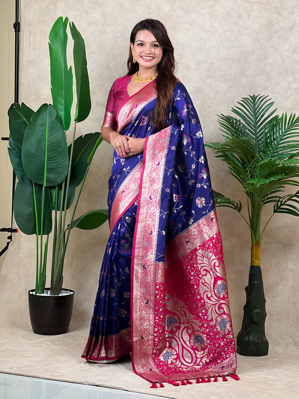 Premium Banarasi Soft Silk Saree With Blouse Piece