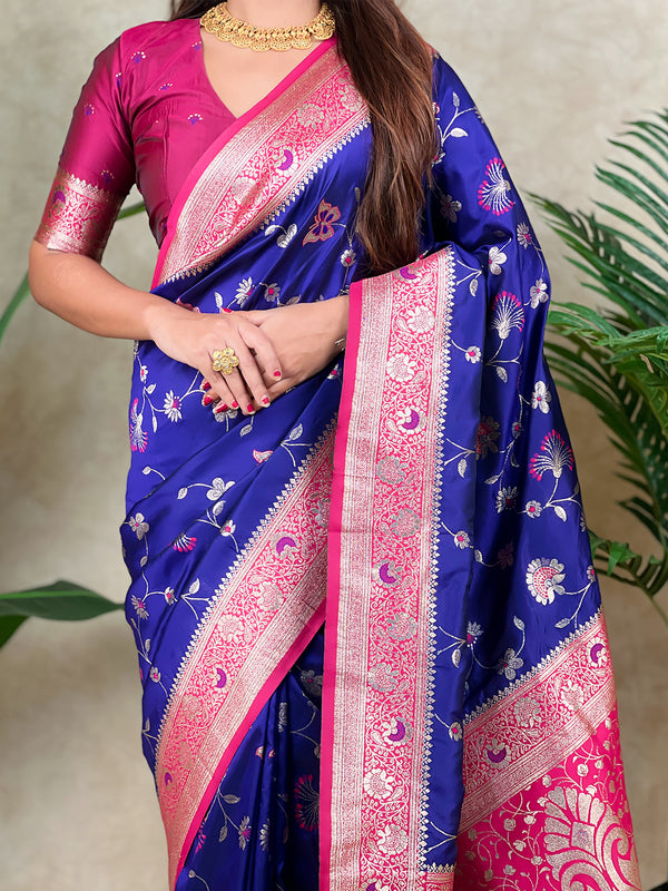 Premium Banarasi Soft Silk Saree With Blouse Piece