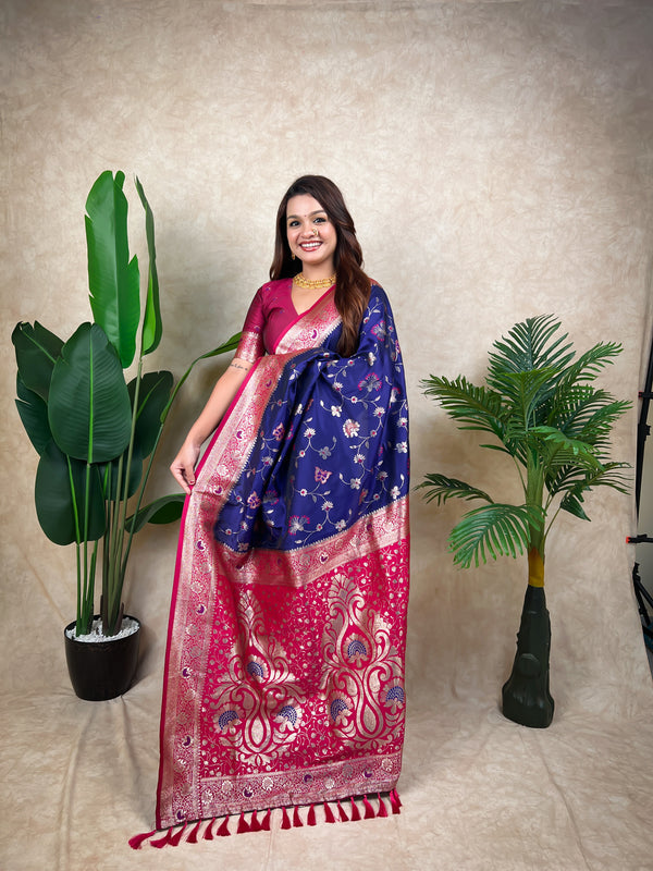 Premium Banarasi Soft Silk Saree With Blouse Piece