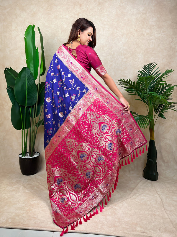 Premium Banarasi Soft Silk Saree With Blouse Piece