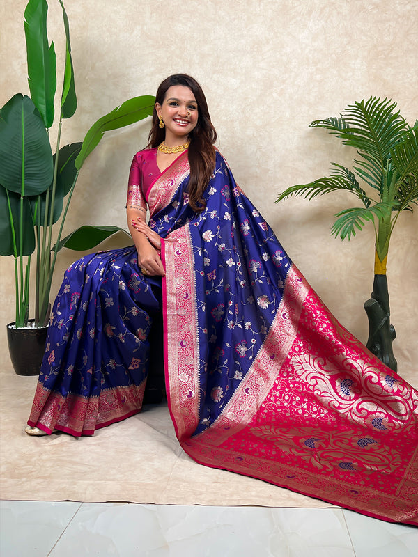 Premium Banarasi Soft Silk Saree With Blouse Piece