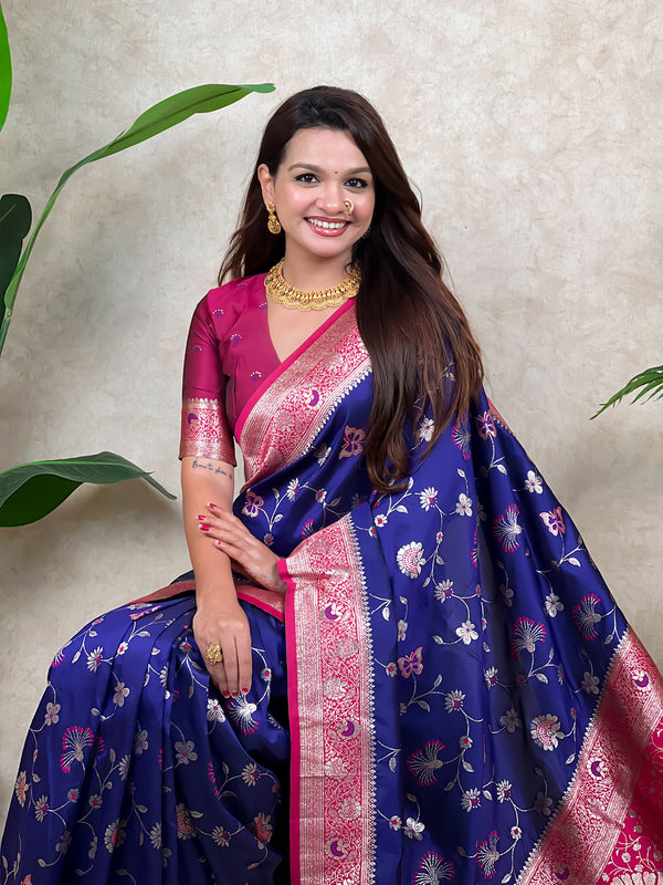 Premium Banarasi Soft Silk Saree With Blouse Piece