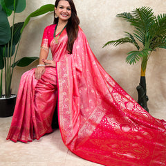 Premium Banarasi Soft Silk Saree With Blouse Piece
