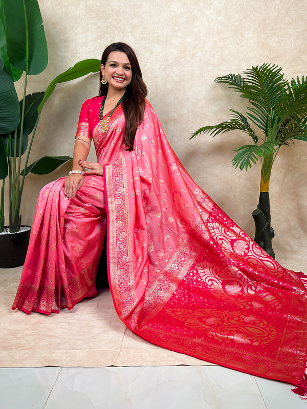 Premium Banarasi Soft Silk Saree With Blouse Piece
