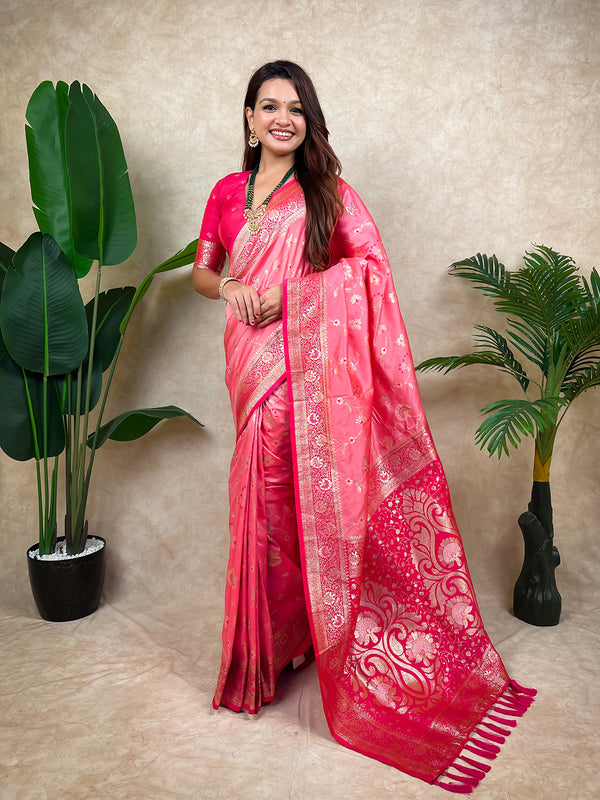 Premium Banarasi Soft Silk Saree With Blouse Piece