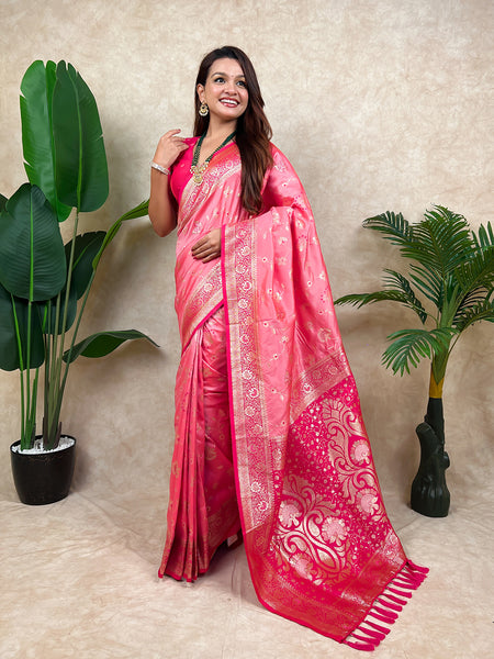 Premium Banarasi Soft Silk Saree With Blouse Piece