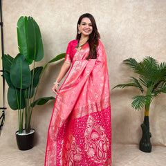 Premium Banarasi Soft Silk Saree With Blouse Piece