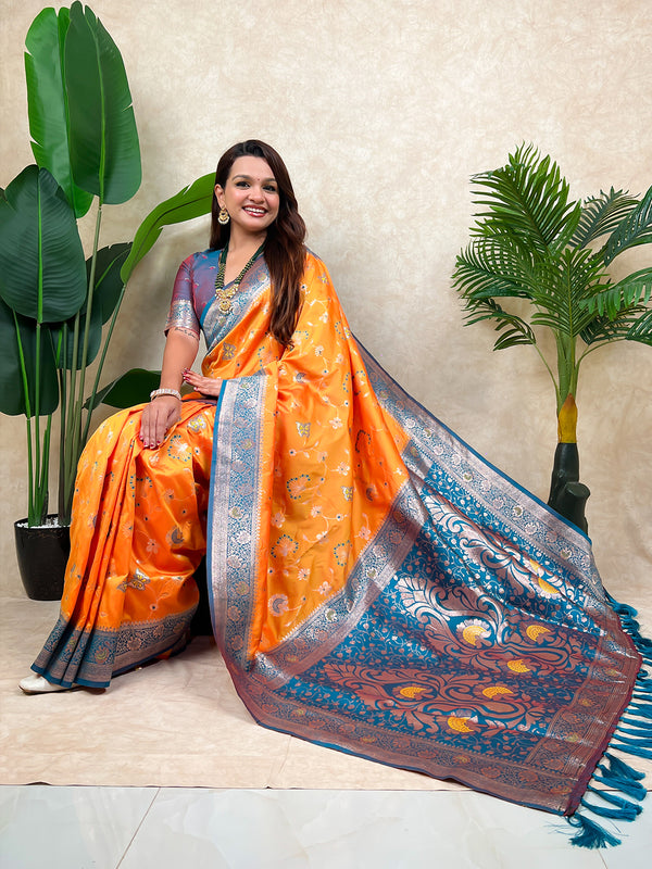 Premium Banarasi Soft Silk Saree With Blouse Piece