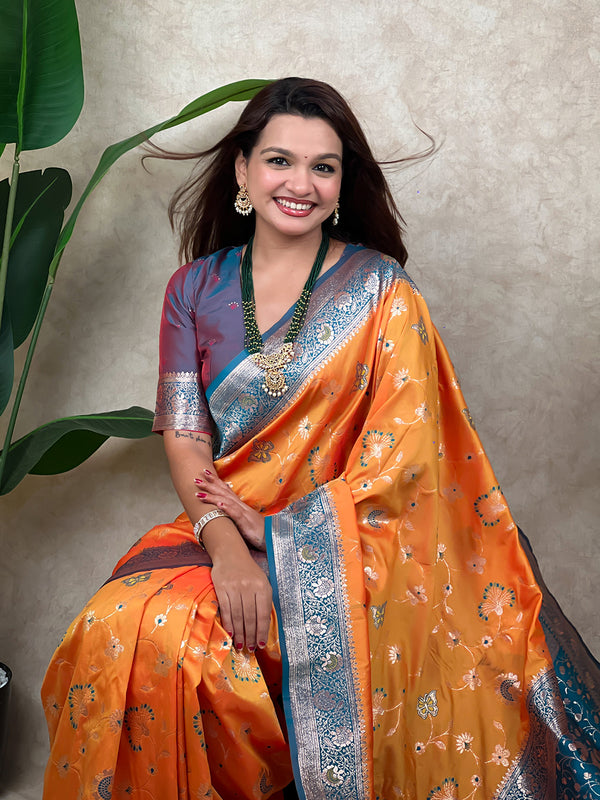 Premium Banarasi Soft Silk Saree With Blouse Piece