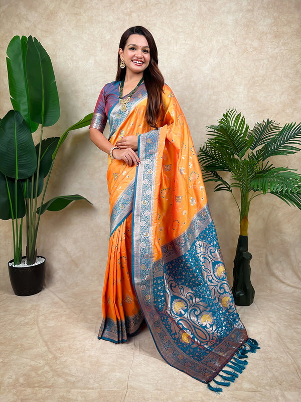 Premium Banarasi Soft Silk Saree With Blouse Piece