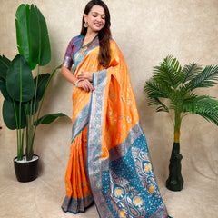 Premium Banarasi Soft Silk Saree With Blouse Piece