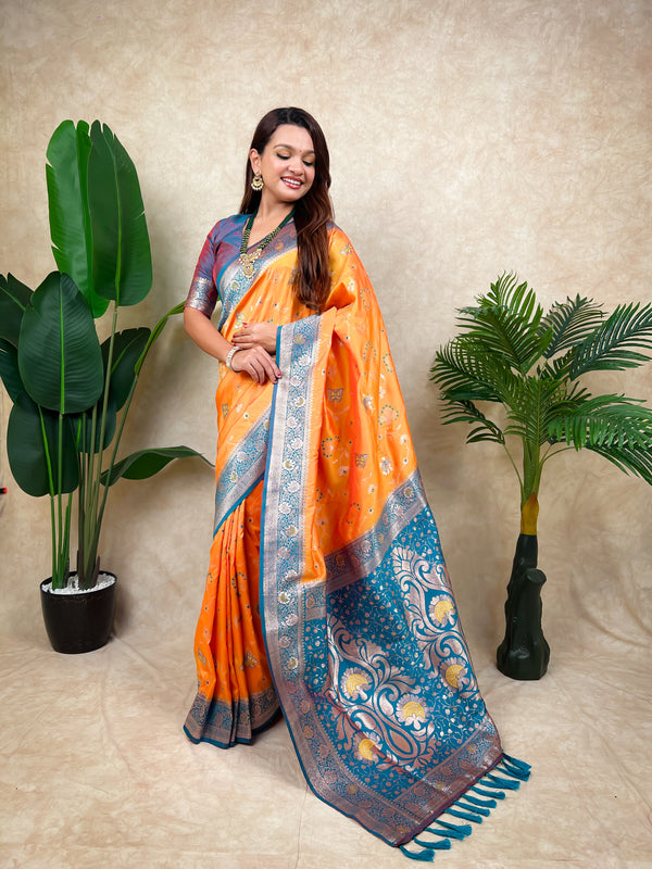 Premium Banarasi Soft Silk Saree With Blouse Piece