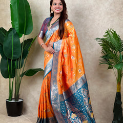 Premium Banarasi Soft Silk Saree With Blouse Piece