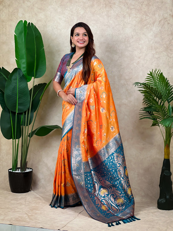 Premium Banarasi Soft Silk Saree With Blouse Piece