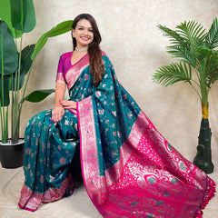 Premium Banarasi Soft Silk Saree With Blouse Piece