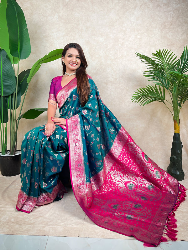 Premium Banarasi Soft Silk Saree With Blouse Piece