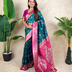 Premium Banarasi Soft Silk Saree With Blouse Piece