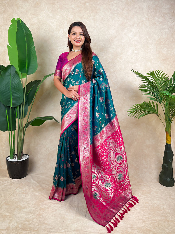 Premium Banarasi Soft Silk Saree With Blouse Piece