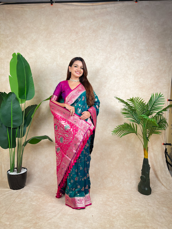 Premium Banarasi Soft Silk Saree With Blouse Piece