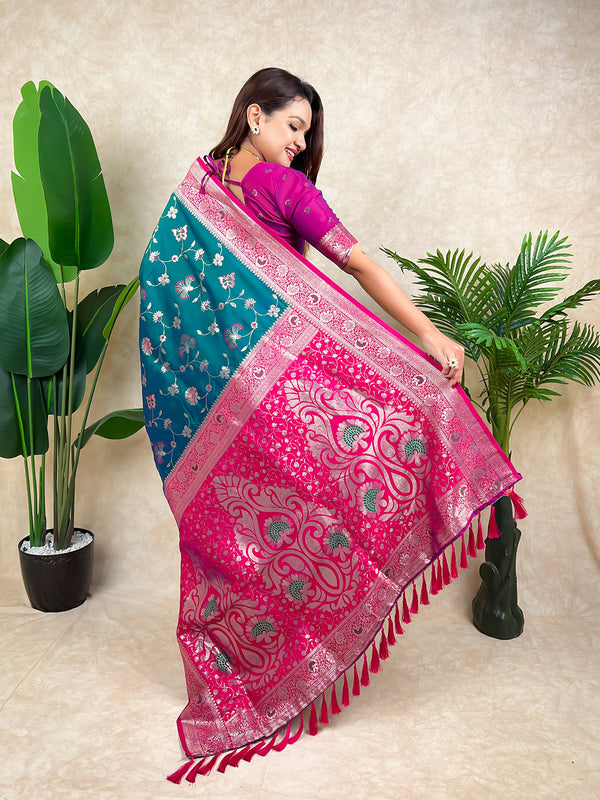 Premium Banarasi Soft Silk Saree With Blouse Piece