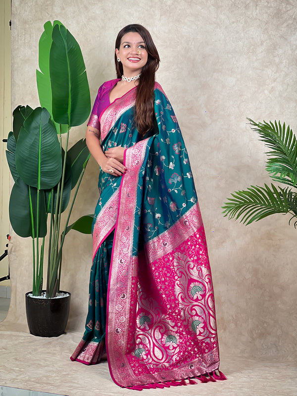 Premium Banarasi Soft Silk Saree With Blouse Piece