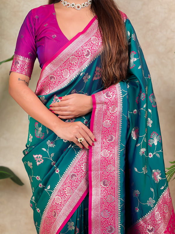 Premium Banarasi Soft Silk Saree With Blouse Piece