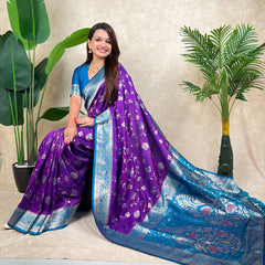 Premium Banarasi Soft Silk Saree With Blouse Piece