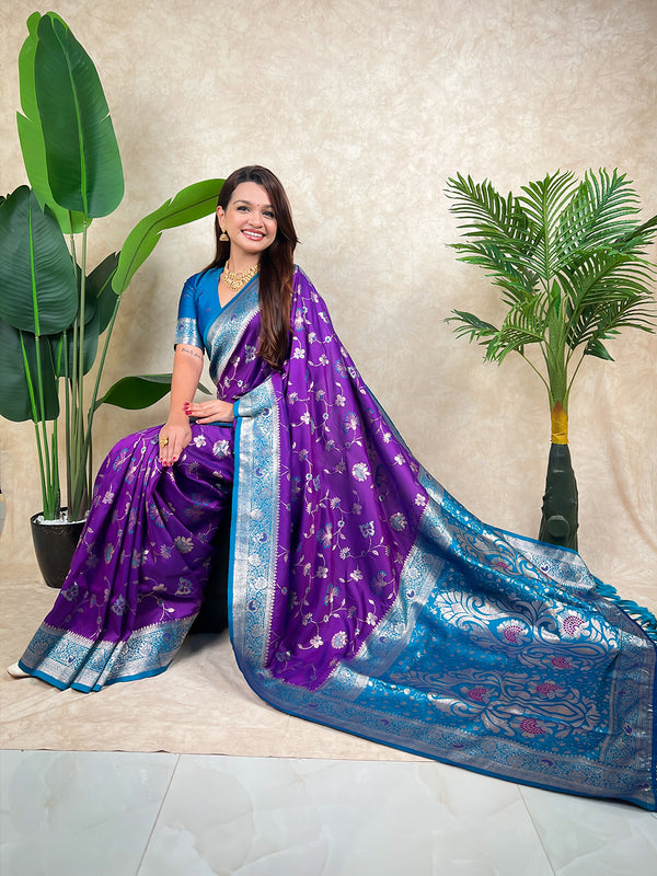 Premium Banarasi Soft Silk Saree With Blouse Piece