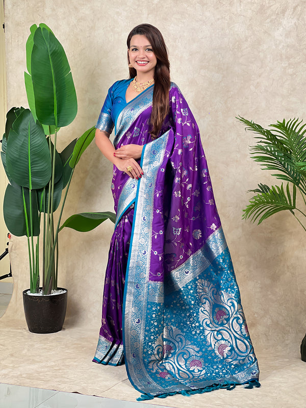 Premium Banarasi Soft Silk Saree With Blouse Piece