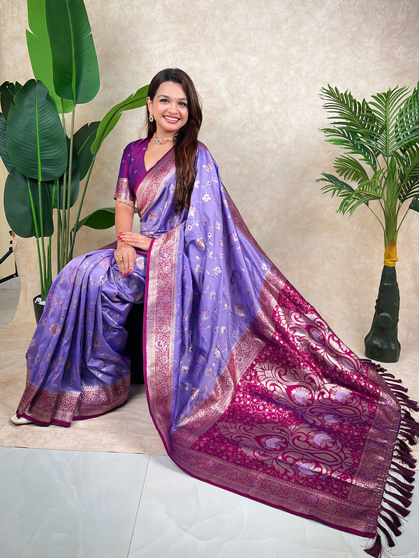 Premium Banarasi Soft Silk Saree With Blouse Piece