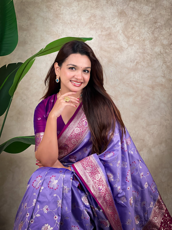 Premium Banarasi Soft Silk Saree With Blouse Piece