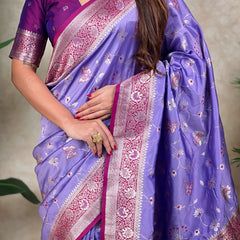 Premium Banarasi Soft Silk Saree With Blouse Piece