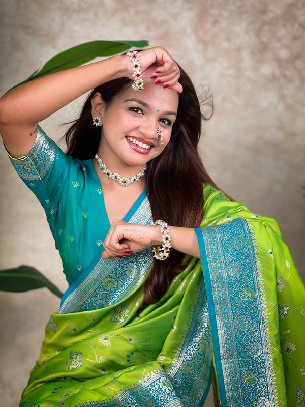 Premium Banarasi Soft Silk Saree With Blouse Piece