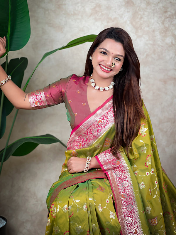 Premium Banarasi Soft Silk Saree With Blouse Piece