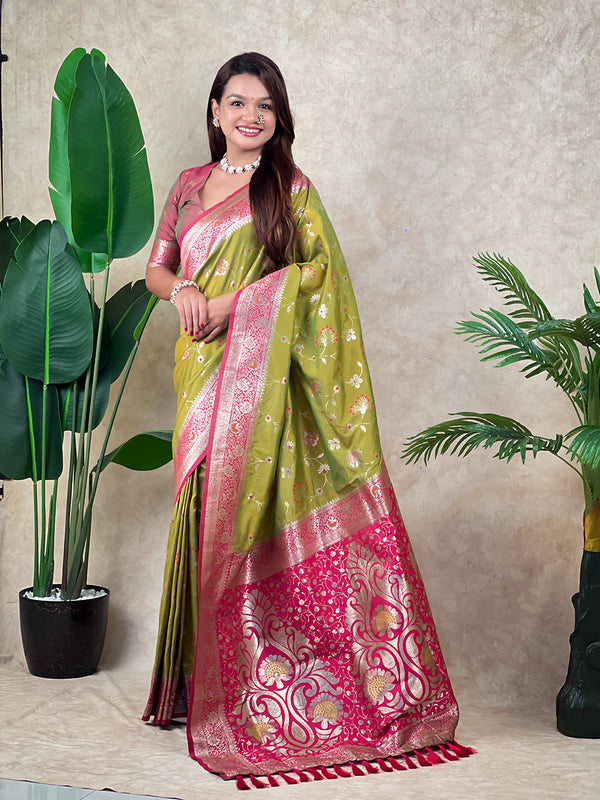 Premium Banarasi Soft Silk Saree With Blouse Piece