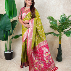 Premium Banarasi Soft Silk Saree With Blouse Piece