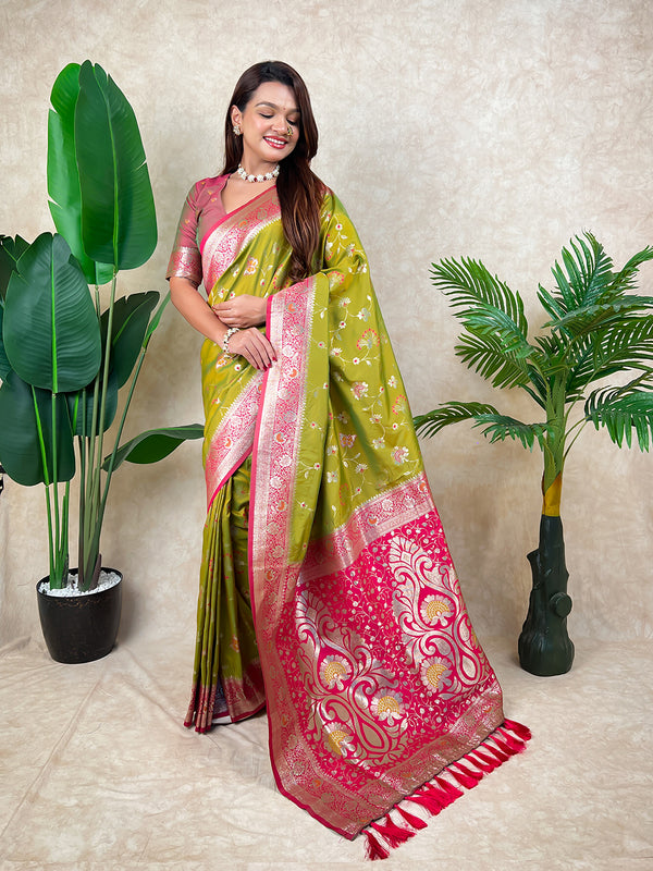 Premium Banarasi Soft Silk Saree With Blouse Piece