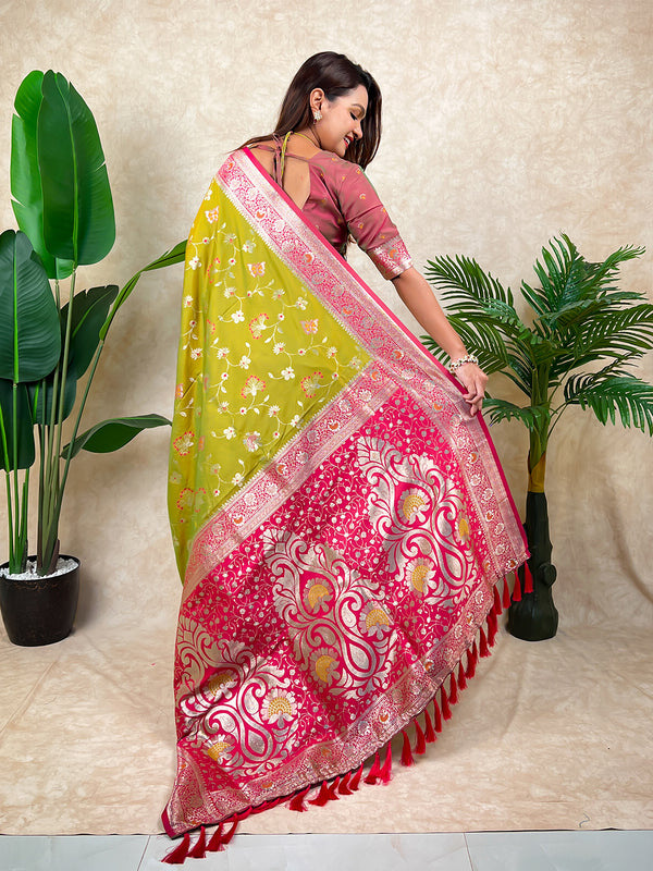 Premium Banarasi Soft Silk Saree With Blouse Piece