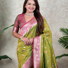 Premium Banarasi Soft Silk Saree With Blouse Piece